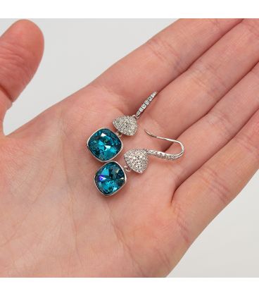 Сережки (гачки) Swarovski Квадрат на основі каменів родіум (Медична сталь)