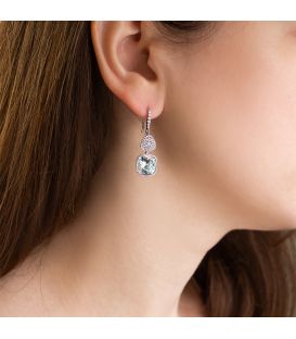 Сережки (гачки) Swarovski Квадрат на основі каменів родіум (Медична сталь)
