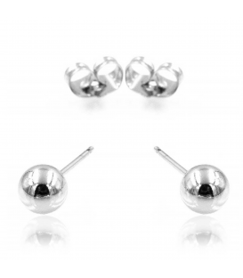 Серьги-гвоздики родиум "Металлический шарик 0,7" (Медицинское золото)