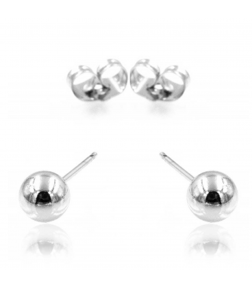 Сережки-гвоздики родіум "Металева кулька 0,7" (Медичне золото)