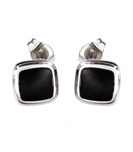 Сережки stainless steel з чорною емаллю Прямокутник (224112)