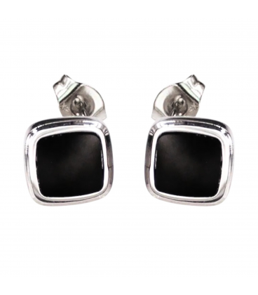 Сережки stainless steel з чорною емаллю Прямокутник (224112)