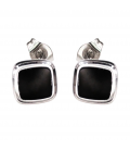 Сережки stainless steel з чорною емаллю Прямокутник (224112)