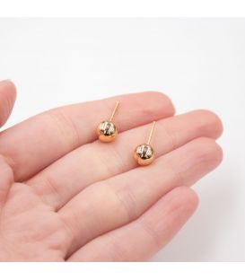 Серьги-гвоздики лимонная позолота "Шарик 0,6 см"