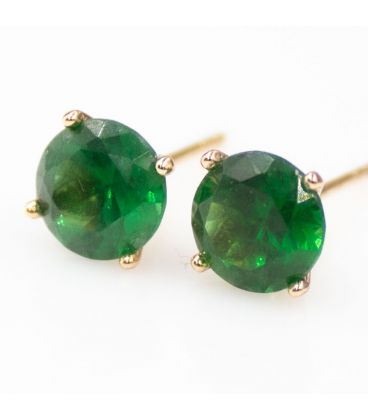 Сережки-гвоздики Xuping лимонна позолота 18к, зелений цирконій 0,7 см