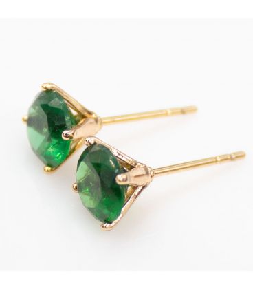 Сережки-гвоздики Xuping лимонна позолота 18к, зелений цирконій 0,7 см
