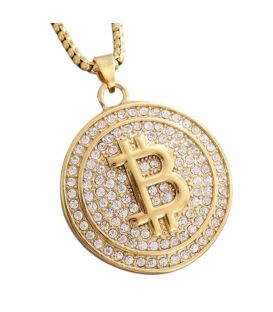 Підвіска на ланцюжку "Bitcoin Біткоїн" сталь 14К