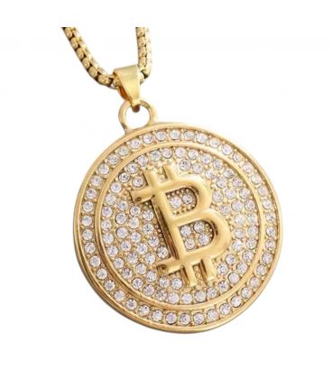 Підвіска на ланцюжку "Bitcoin Біткоїн" сталь 14К