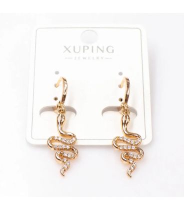 Серьги лимонная позолота 18к Змея (524492/2) медзолото Xuping