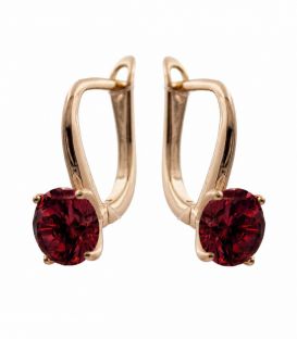 Сережки Xuping лимонна позолота 18K з червоним цирконієм медичне золото