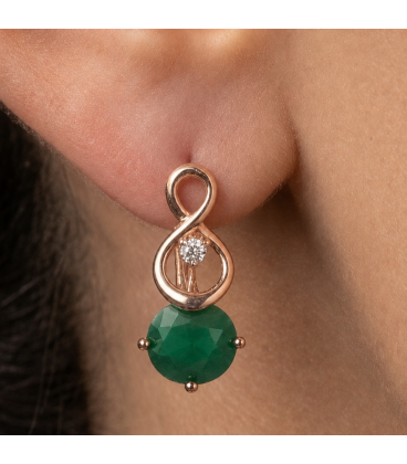 Сережки позолота (великі) Овальний камінь упоперек, металічний завиток з маленькими камінцями