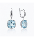 Сережки Swarovski світло голубий Квадрат родіум (Медична сталь)
