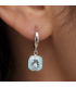 Сережки Swarovski світло голубий Квадрат родіум (Медична сталь)