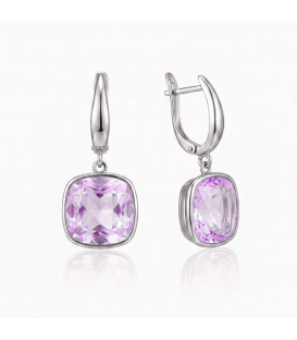 Сережки Swarovski світло голубий Квадрат родіум (Медична сталь)