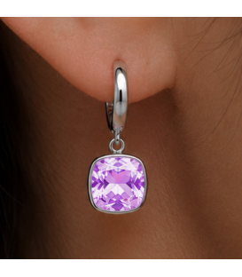 Сережки Swarovski світло голубий Квадрат родіум (Медична сталь)