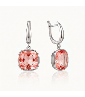 Серьги Swarovski светло фиолетовый Квадрат родиум (Медицинская сталь)