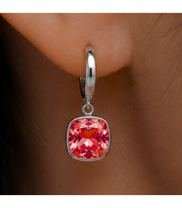 Серьги Swarovski светло фиолетовый Квадрат родиум (Медицинская сталь)