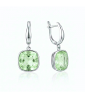 Сережки Swarovski світло зелений Квадрат родіум (Медична сталь)