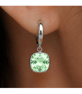 Сережки Swarovski червоний Квадрат родіум (Медична сталь)