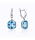 Сережки Swarovski бірюзовий Квадрат родіум (Медична сталь)