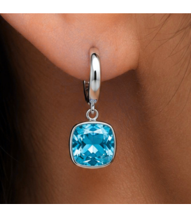 Сережки Swarovski світло зелений Квадрат родіум (Медична сталь)