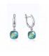 Серьги Swarovski розовый и жётлый Квадрат родиум (Медицинская сталь)