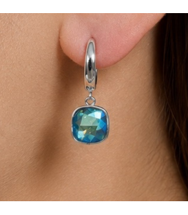 Серьги Swarovski розовый и жётлый Квадрат родиум (Медицинская сталь)