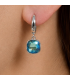 Сережки Swarovski рожевий та жовтий Квадрат родіум (Медична сталь)
