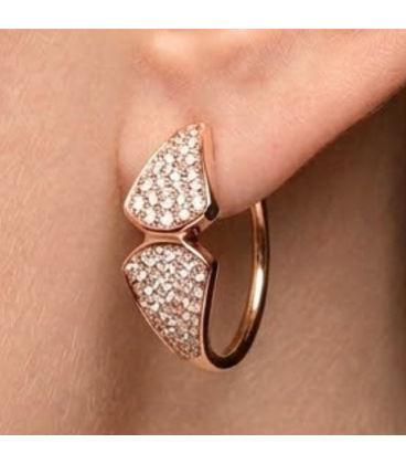 Сережки лимонна позолота (діаметр - 2,2 см) розсип дрібних каменів (обійми)