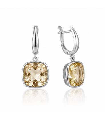 Сережки Swarovski світло голубий Квадрат родіум (Медична сталь)
