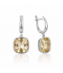 Сережки Swarovski світло жовтий Квадрат родіум (Медична сталь)