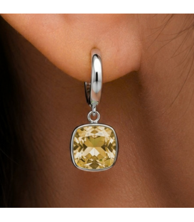 Сережки Swarovski світло голубий Квадрат родіум (Медична сталь)