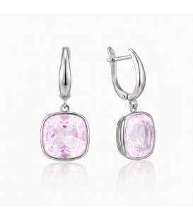 Сережки Swarovski світло фіолетовий Квадрат родіум (Медична сталь)