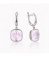Сережки Swarovski світло рожевий Квадрат родіум (Медична сталь)