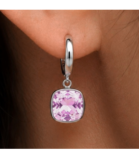 Сережки Swarovski світло фіолетовий Квадрат родіум (Медична сталь)