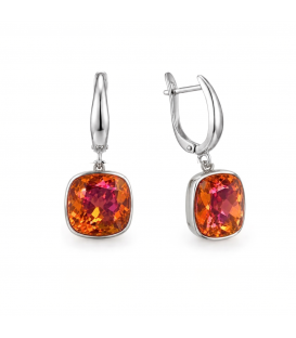 Сережки Swarovski червоний Квадрат родіум (Медична сталь)