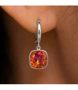 Сережки Swarovski червоний Квадрат родіум (Медична сталь)