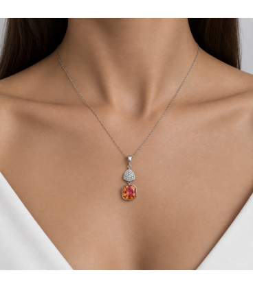 Кулон Swarovski Квадрат на основі каміння родіум (Медична сталь)