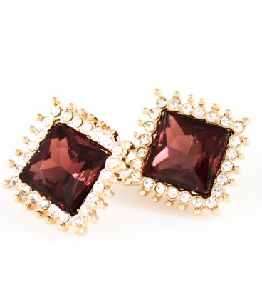 Серьги-гвоздики "Ромб в мелк. стр."