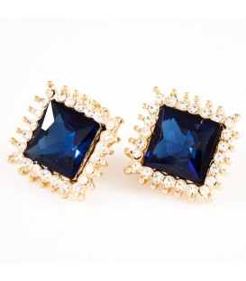 Серьги-гвоздики "Ромб в мелк. стр."