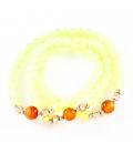Браслет потрійний зі скляних намистин, натуральний камінь